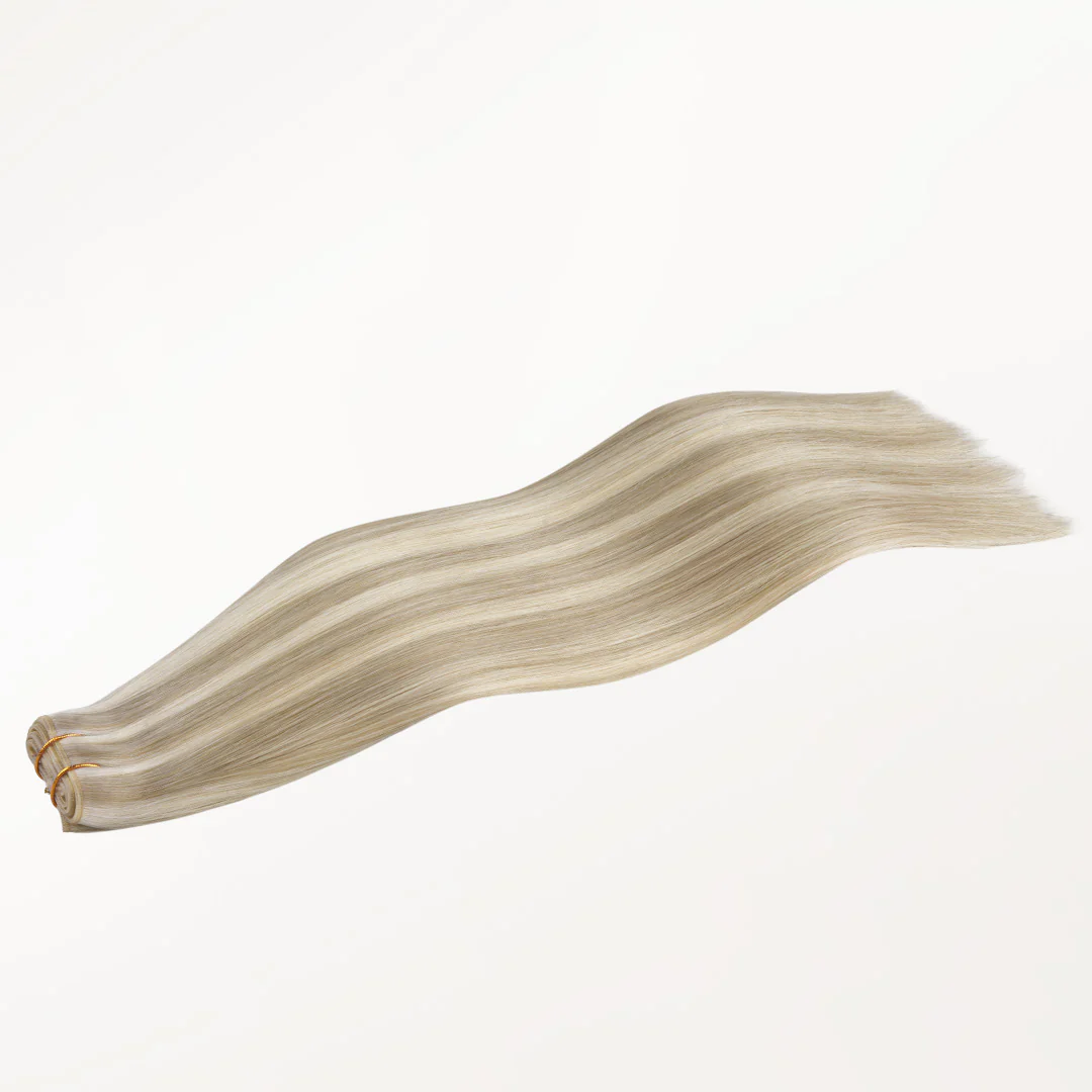 Ash Blonde Highlights (17A/60A) Butterfly Weft Hair Extensions (100g-150g) - Image 3