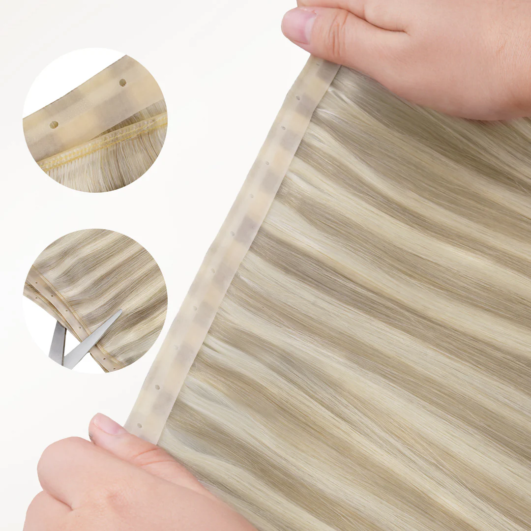 Ash Blonde Highlights (17A/60A) Butterfly Weft Hair Extensions (100g-150g) - Image 5