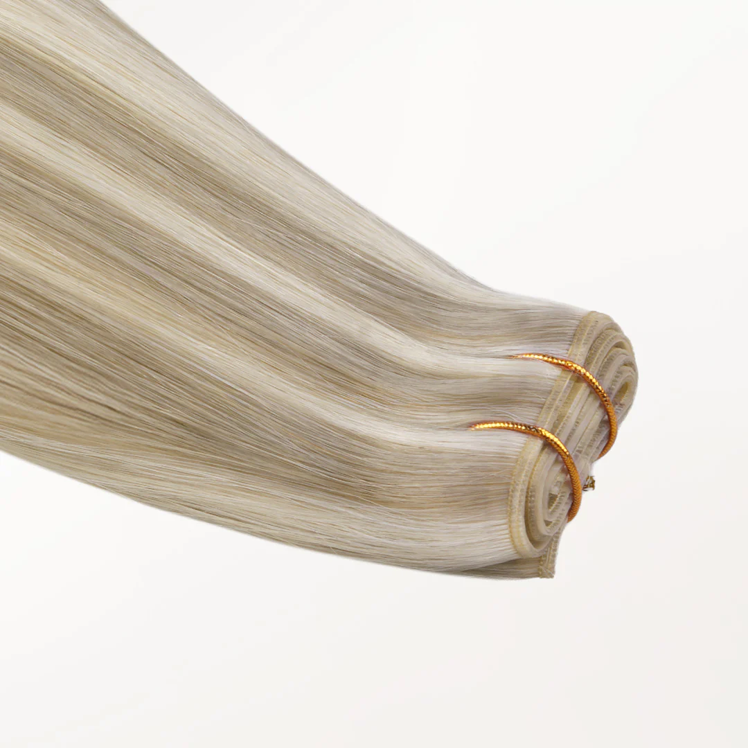 Ash Blonde Highlights (17A/60A) Butterfly Weft Hair Extensions (100g-150g) - Image 7