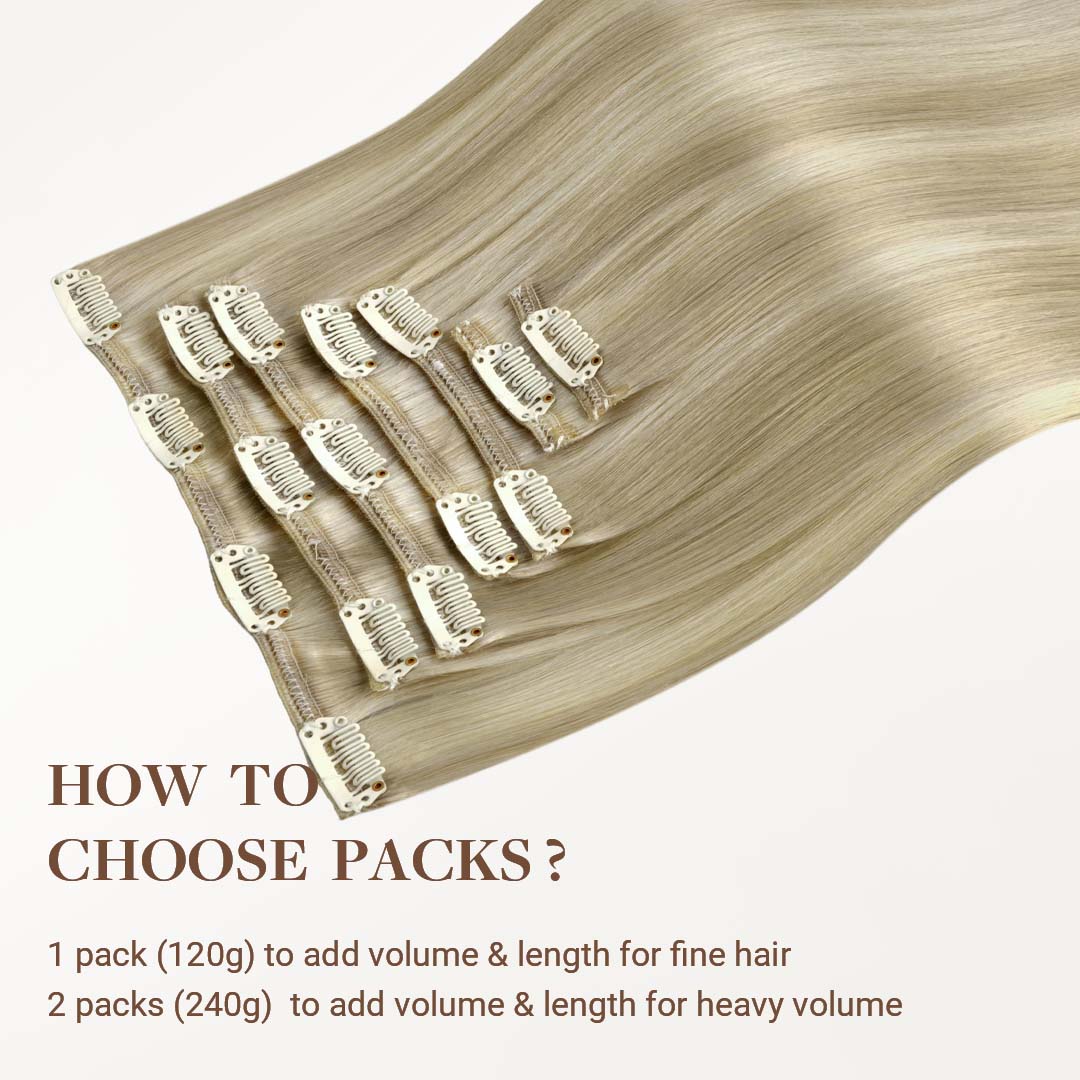 Ash Blonde Highlights (17A/60A) Classic Clip-Ins (120g-150g) - Image 5
