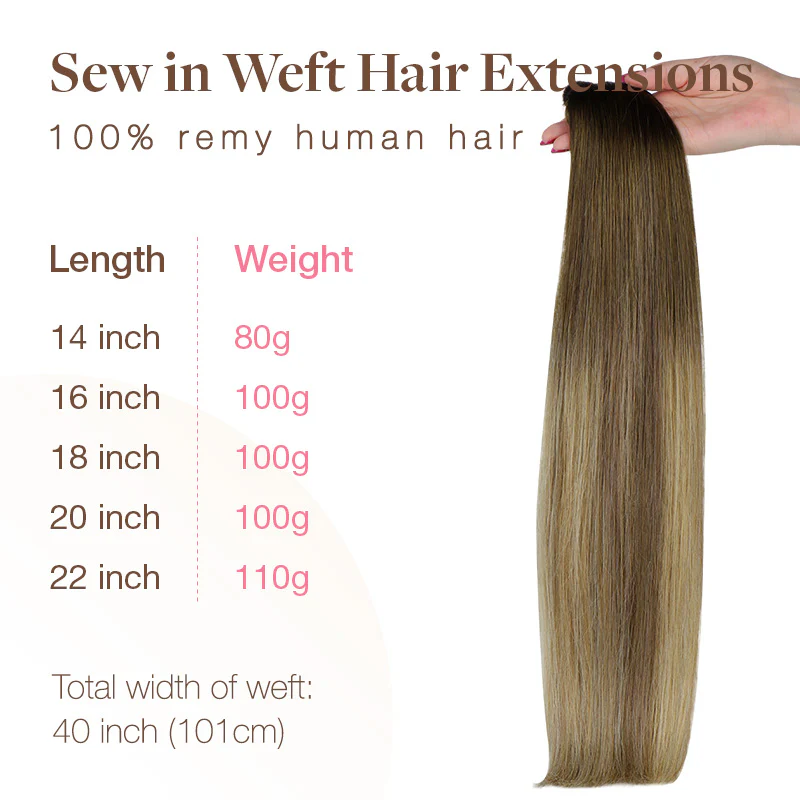 Bleach Blonde Balayage (3/8/613) Sew-In Weft Hair Extensions (80g-120g) - Image 6