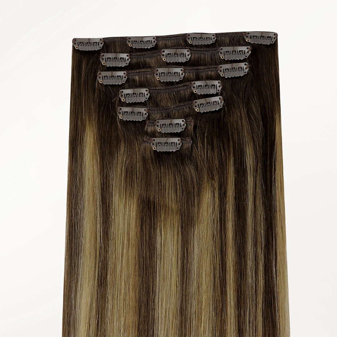 Caramel Blonde Balayage (4/27/4) Classic Clip-Ins (120g-150g) - Image 3