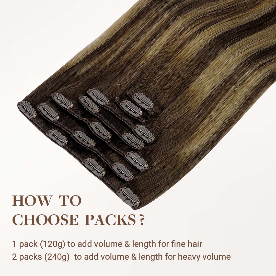 Caramel Blonde Balayage (4/27/4) Classic Clip-Ins (120g-150g) - Image 5