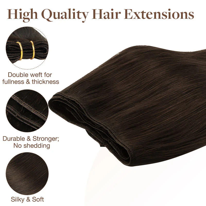 Chocolate Brown (4A) Sew-In Weft Hair Extensions (80g-120g) - Image 6