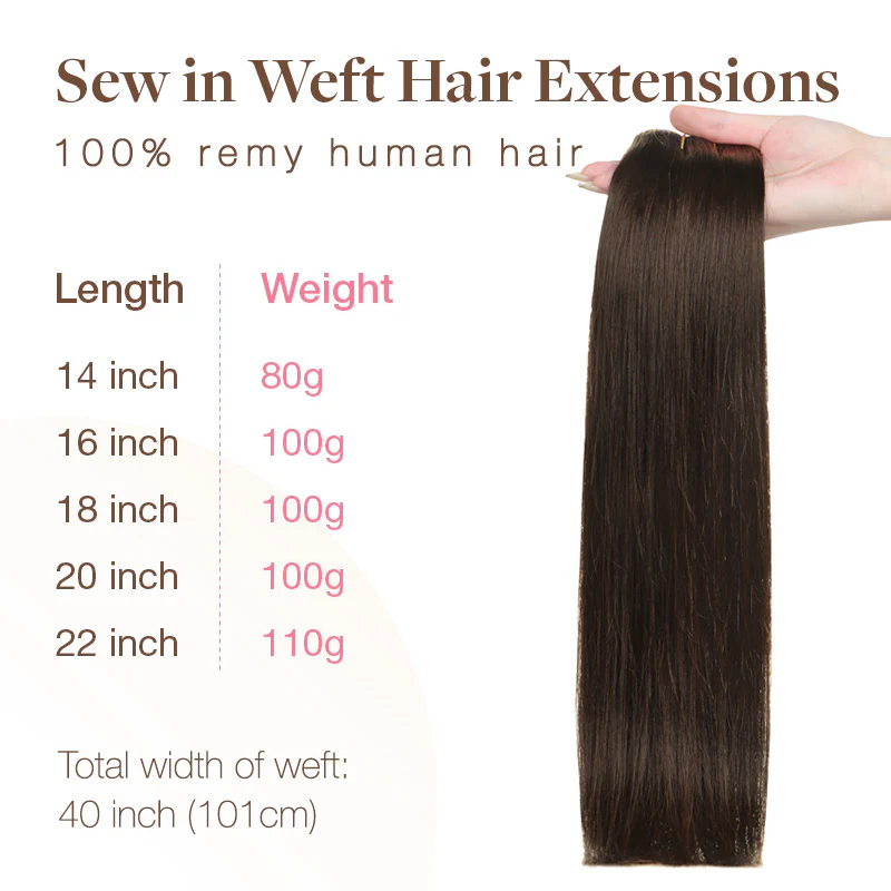 Chocolate Brown (4A) Sew-In Weft Hair Extensions (80g-120g) - Image 7