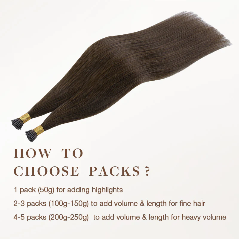 Chocolate Brown (4A) I-Tip Hair Extensions 50g - Image 4