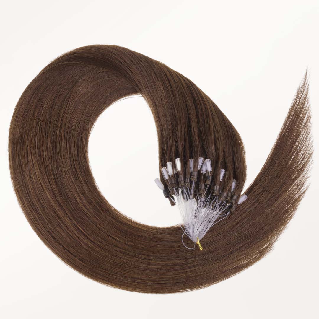 Chocolate Brown (4A) Micro Link Tip Hair Extensions - Image 3