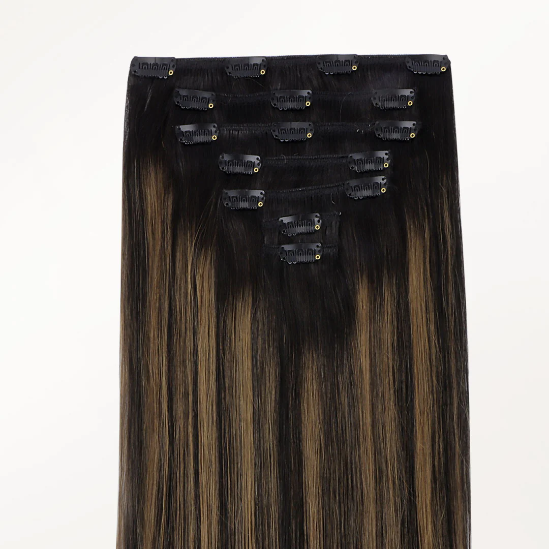 Natural Black Balayage (1B/6/1B) Classic Clip-Ins (120g-150g) - Image 3