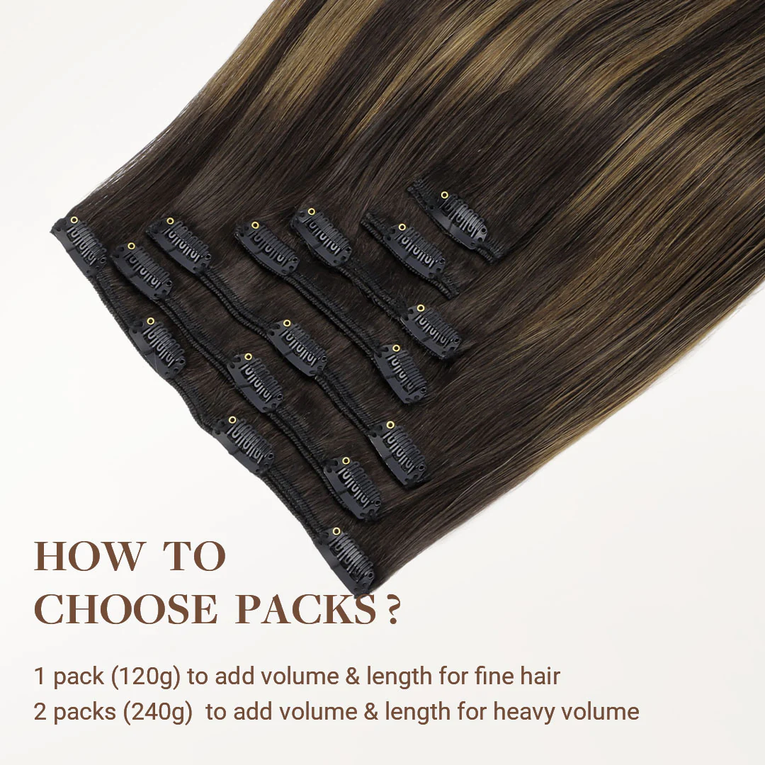 Dark Brown Balayage (2/6/2) Classic Clip-Ins (120g-150g) - Image 5