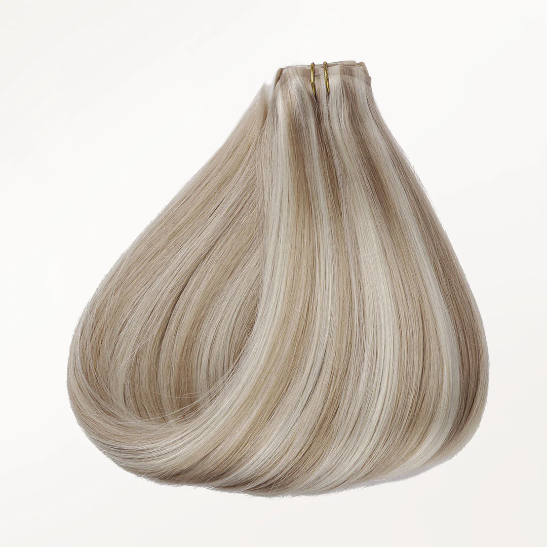 Dark Blonde Highlighted Bleach Blonde (18A/613A) Seamless Clip-Ins (130g-160g) - Image 3