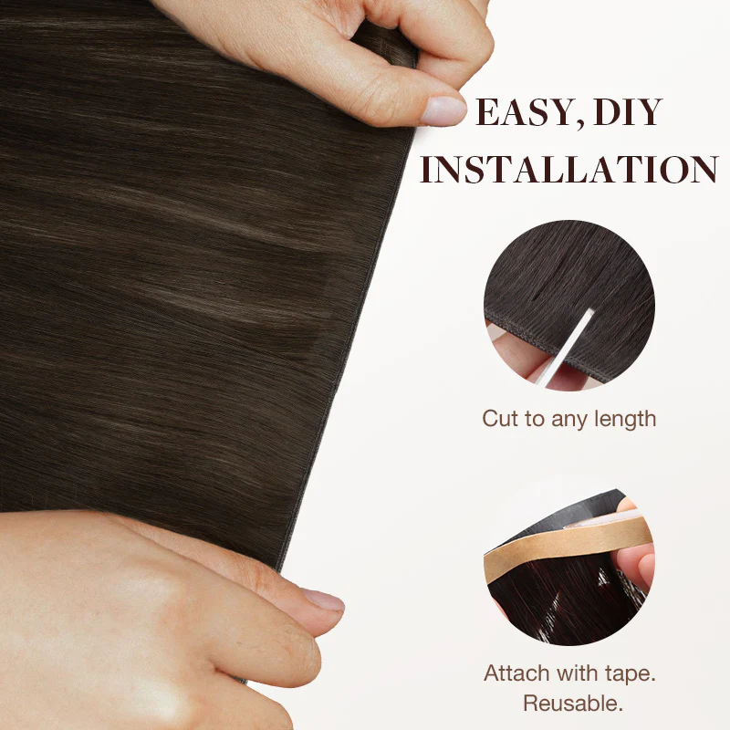 Dark Brown (2) Genius Tape Weft Hair Extensions 60g - Image 3