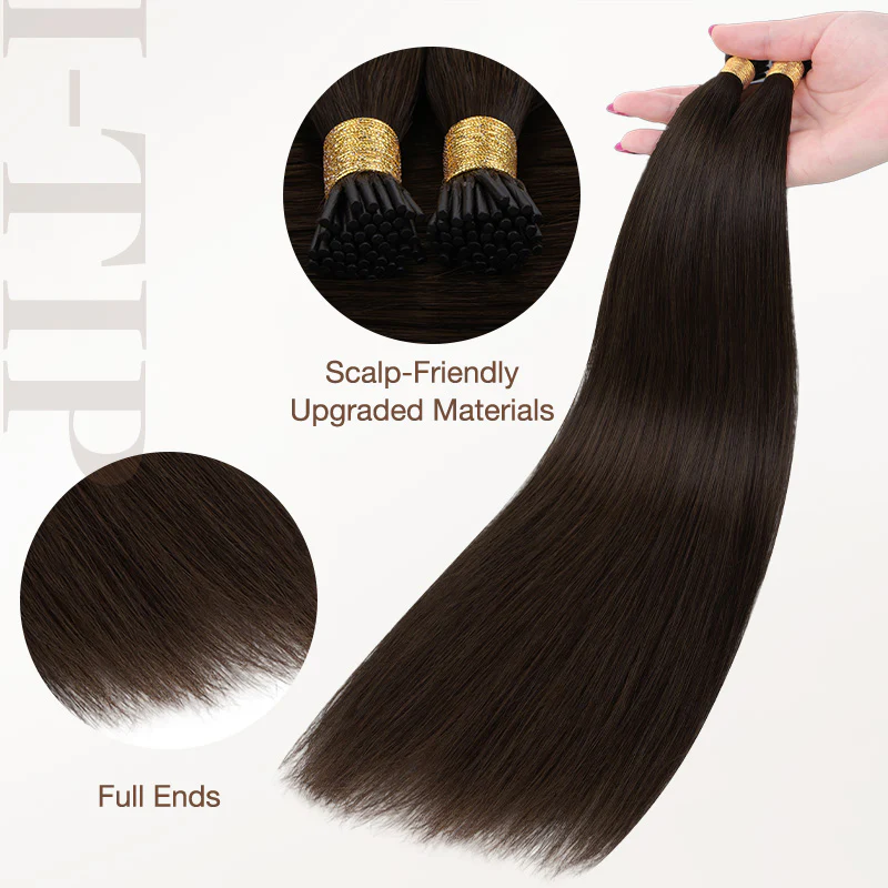 Dark Brown (2) I-Tip Hair Extensions 50g - Image 5