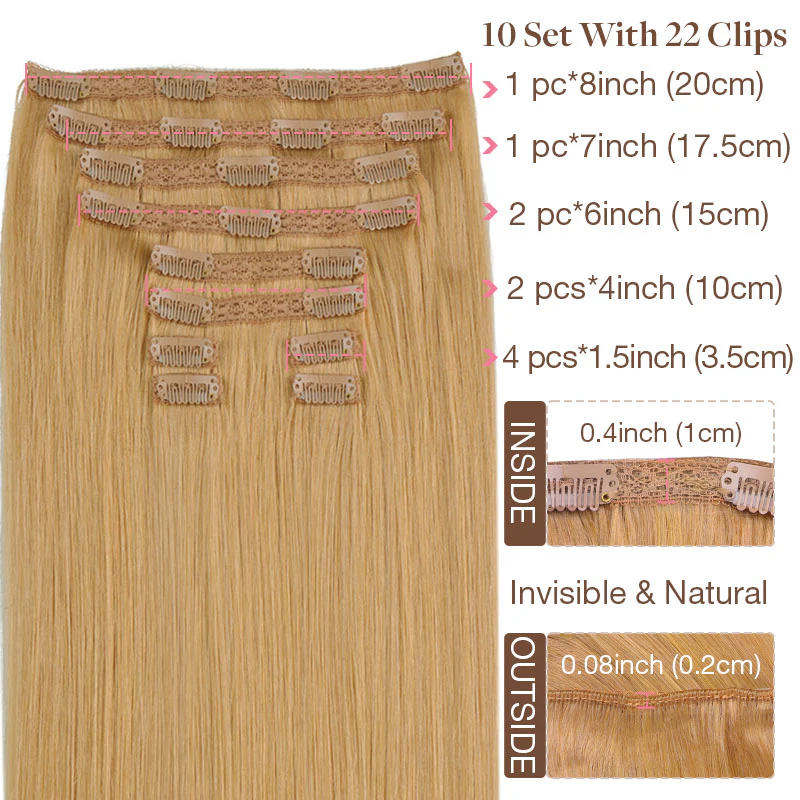 GOO GOO Double Drawn Clip in Hair Extensions 160g - Image 48