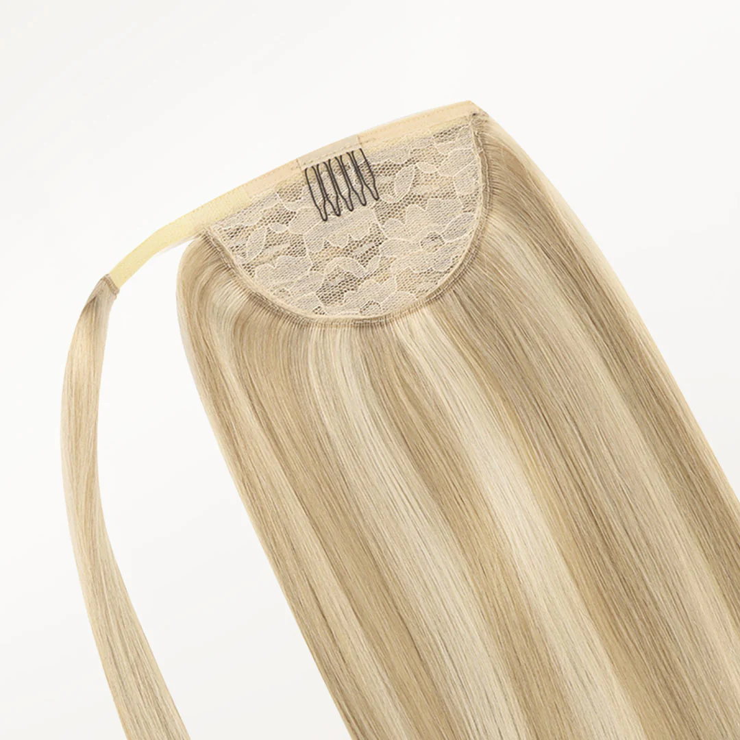 Dark Blonde Highlighted Bleach Blonde (18A/613A) Ponytail (75g-90g) - Image 5