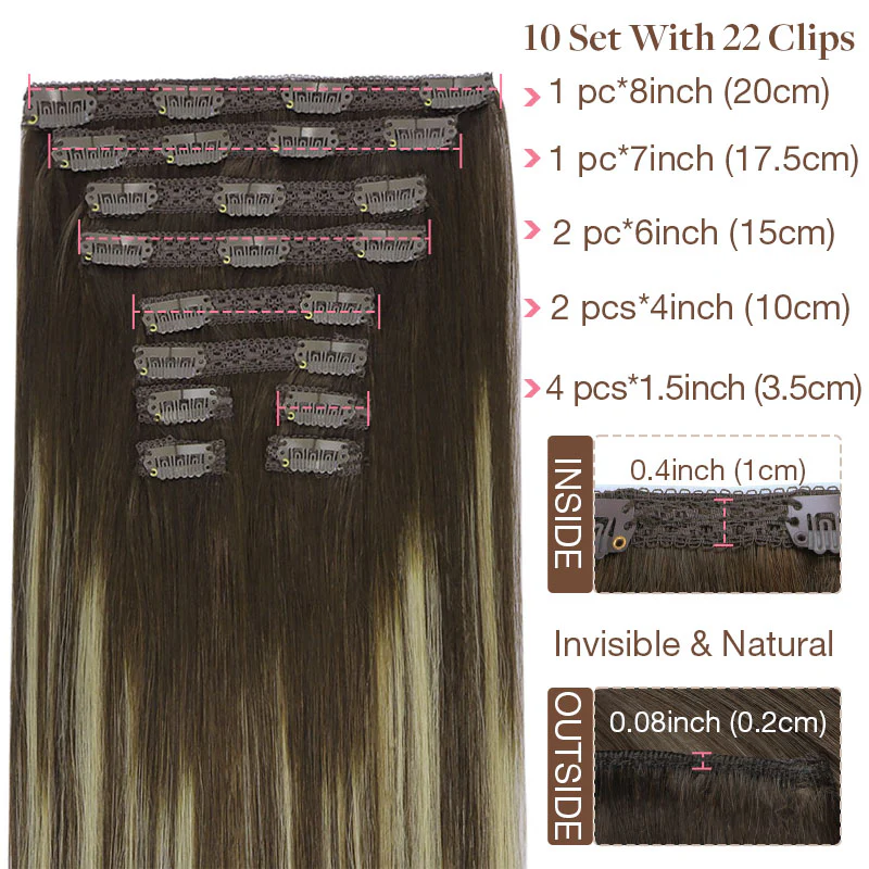 GOO GOO Double Drawn Clip in Hair Extensions 160g - Image 104
