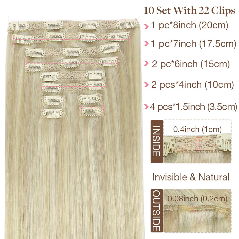 GOO GOO Double Drawn Clip in Hair Extensions 160g - Image 111