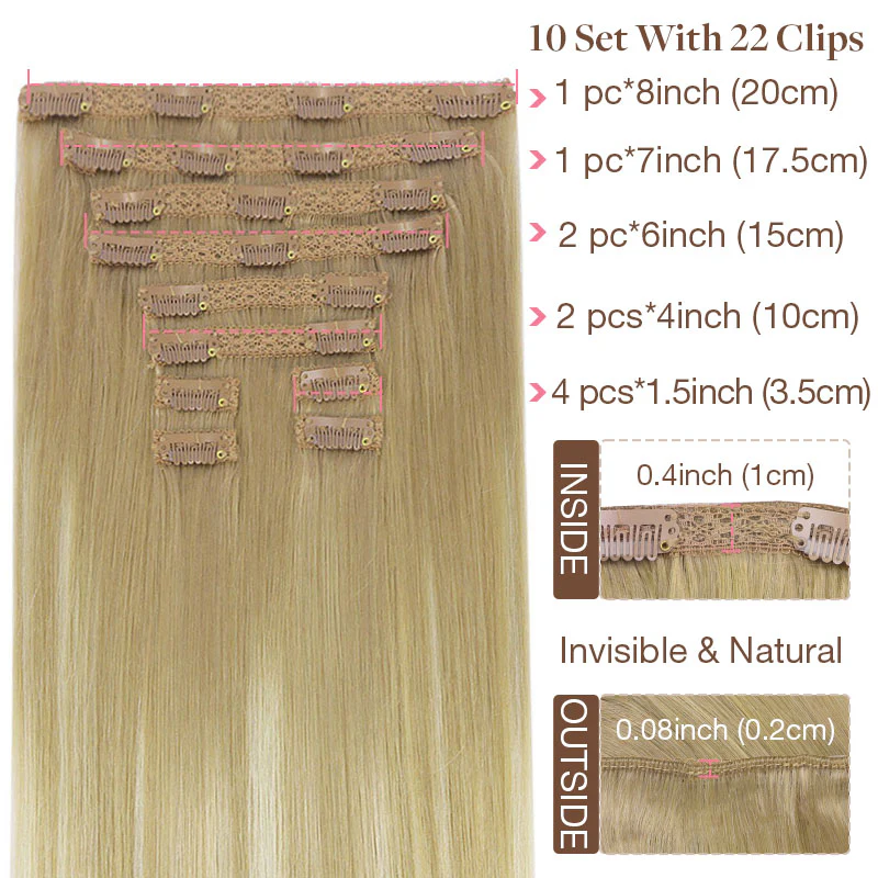 GOO GOO Double Drawn Clip in Hair Extensions 160g - Image 118