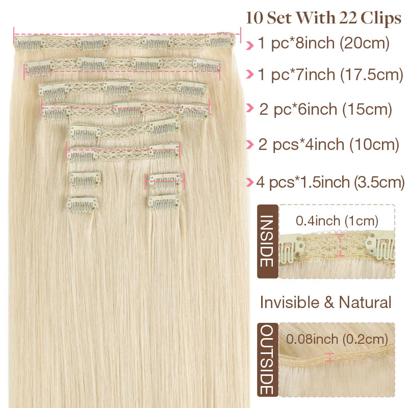 GOO GOO Double Drawn Clip in Hair Extensions 160g - Image 125