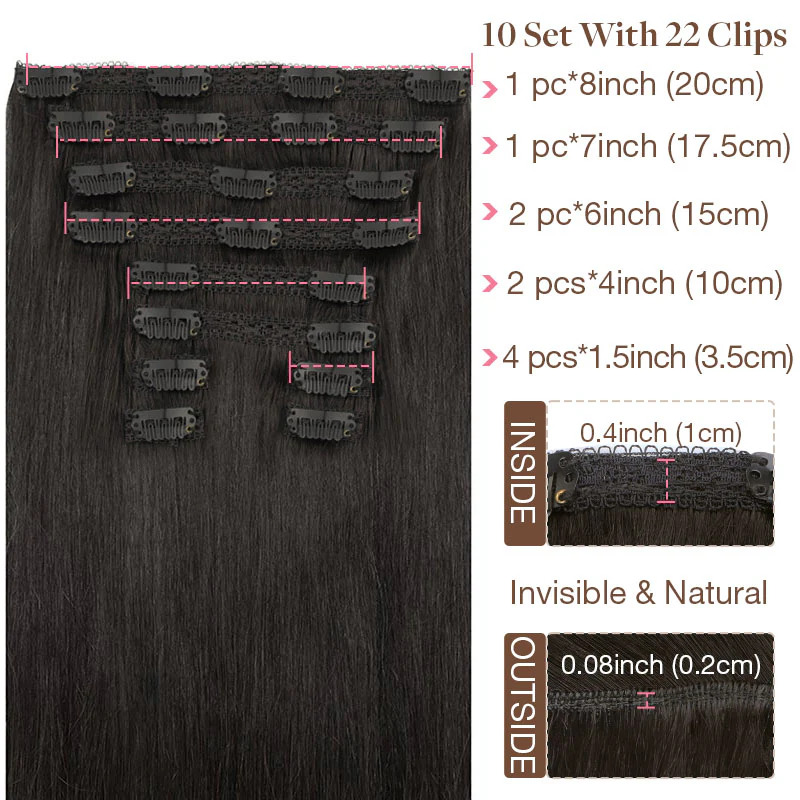 GOO GOO Double Drawn Clip in Hair Extensions 160g - Image 13