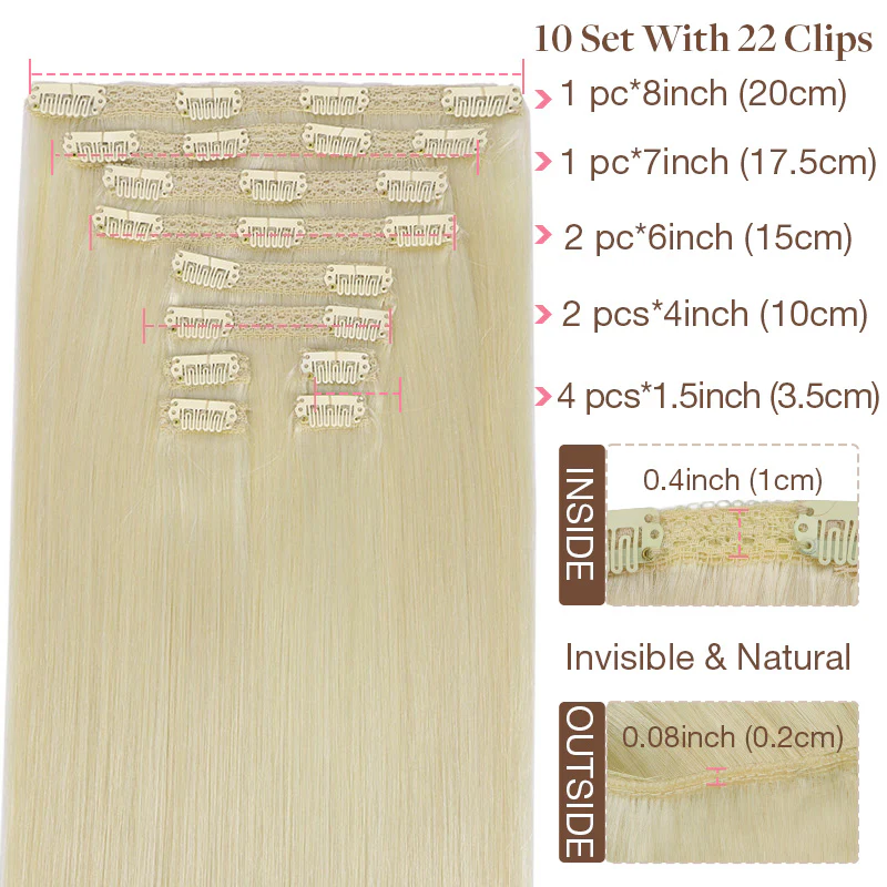 GOO GOO Double Drawn Clip in Hair Extensions 160g - Image 139