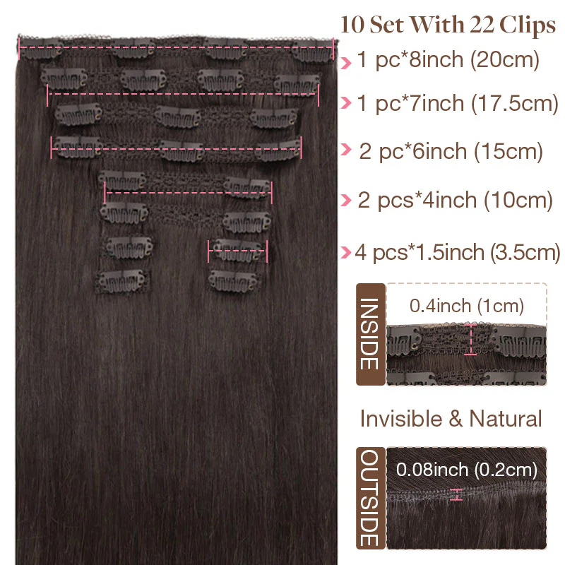 GOO GOO Double Drawn Clip in Hair Extensions 160g - Image 20