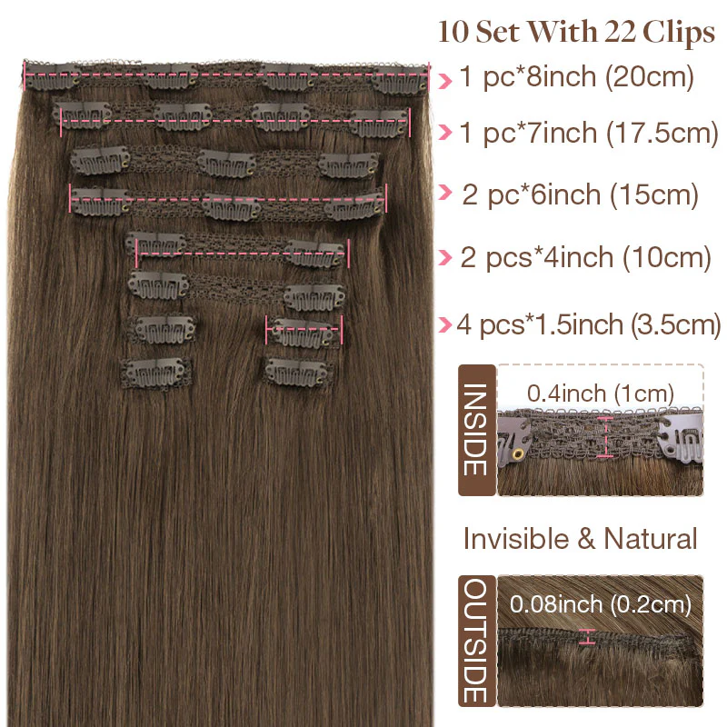 GOO GOO Double Drawn Clip in Hair Extensions 160g - Image 27