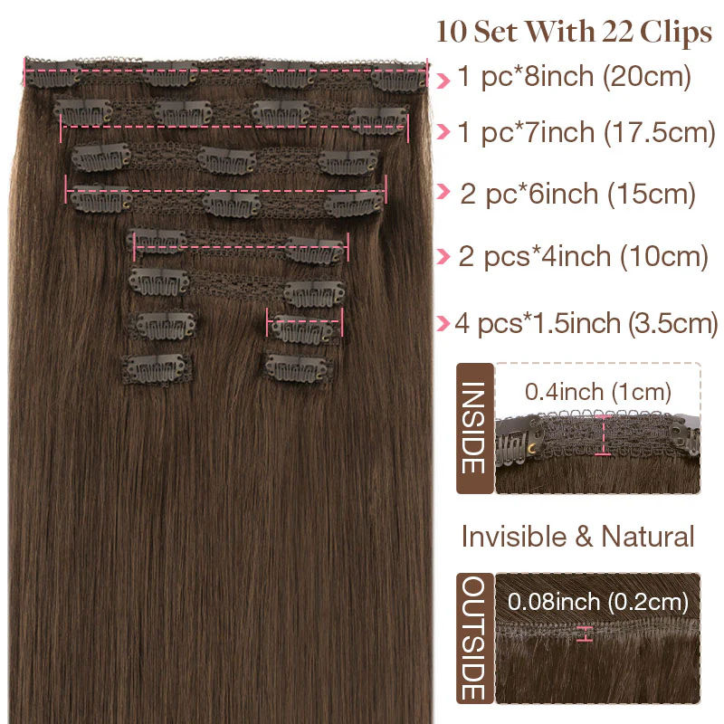 GOO GOO Double Drawn Clip in Hair Extensions 160g - Image 34