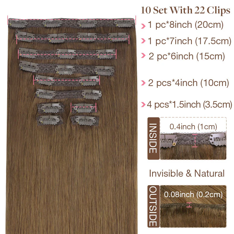 GOO GOO Double Drawn Clip in Hair Extensions 160g - Image 41