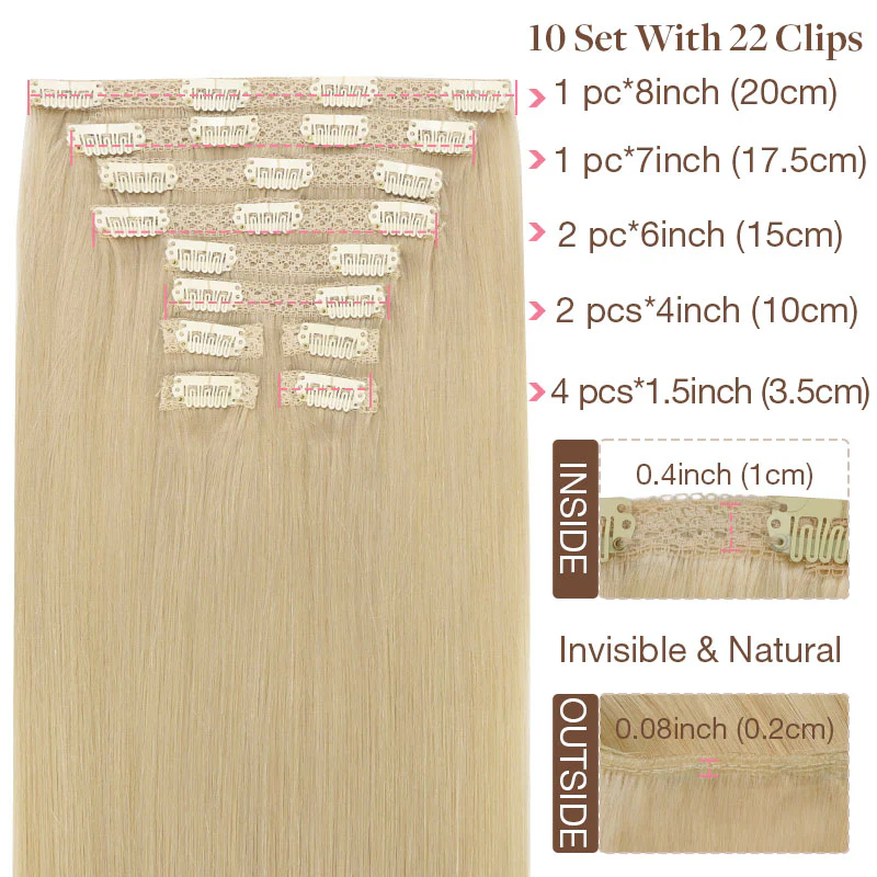 GOO GOO Double Drawn Clip in Hair Extensions 160g - Image 55