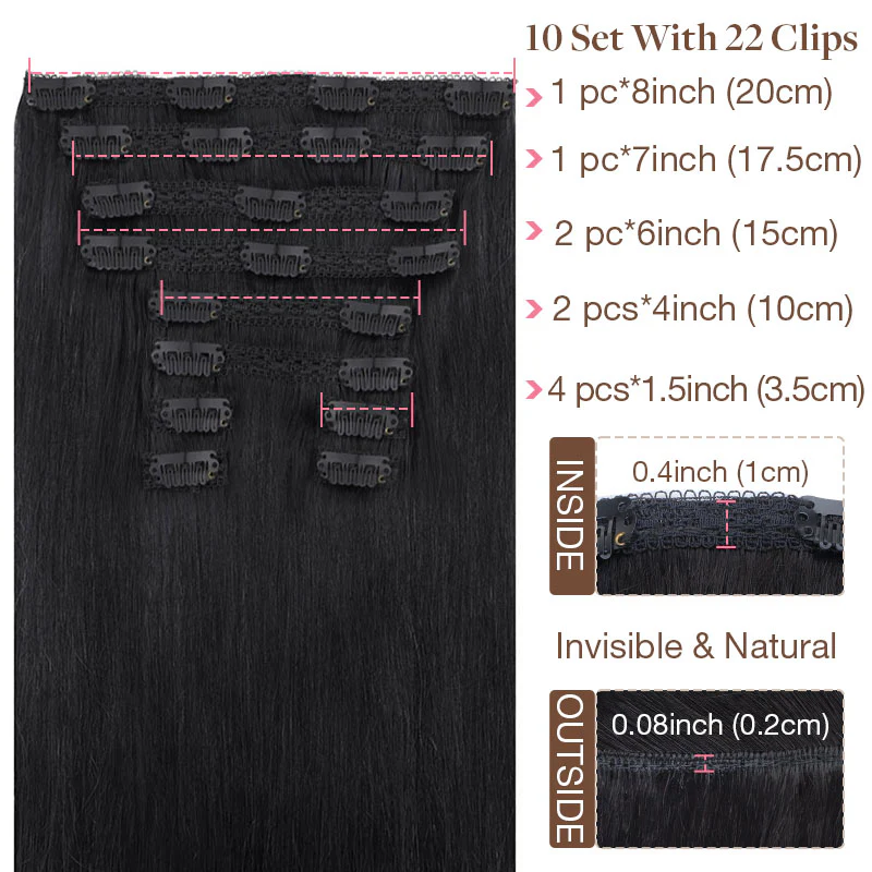 GOO GOO Double Drawn Clip in Hair Extensions 160g - Image 6