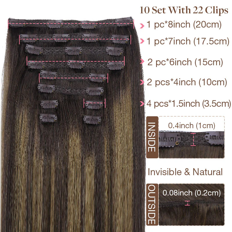 GOO GOO Double Drawn Clip in Hair Extensions 160g - Image 62