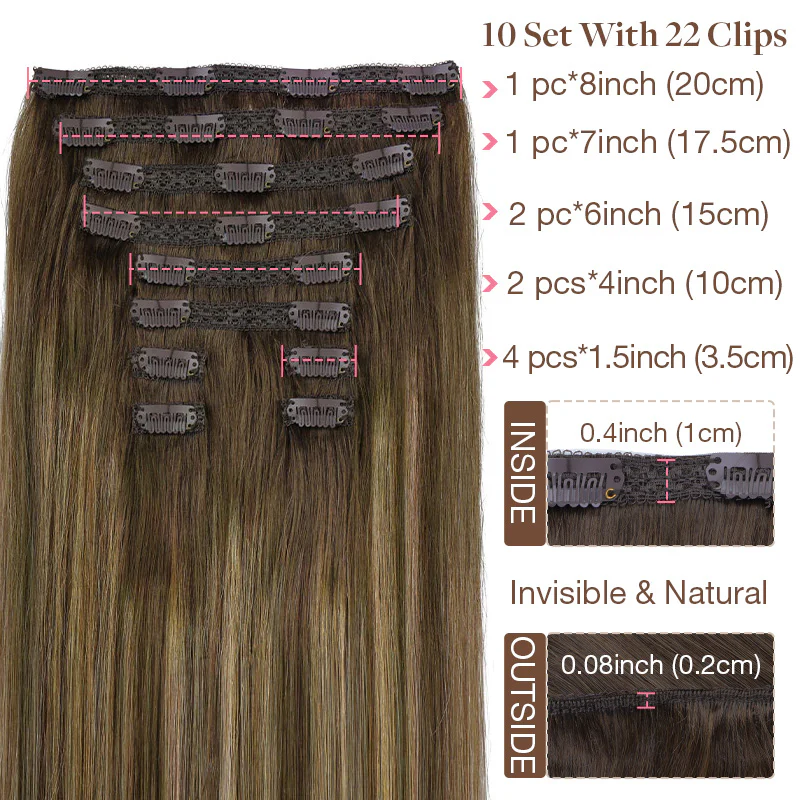 GOO GOO Double Drawn Clip in Hair Extensions 160g - Image 69