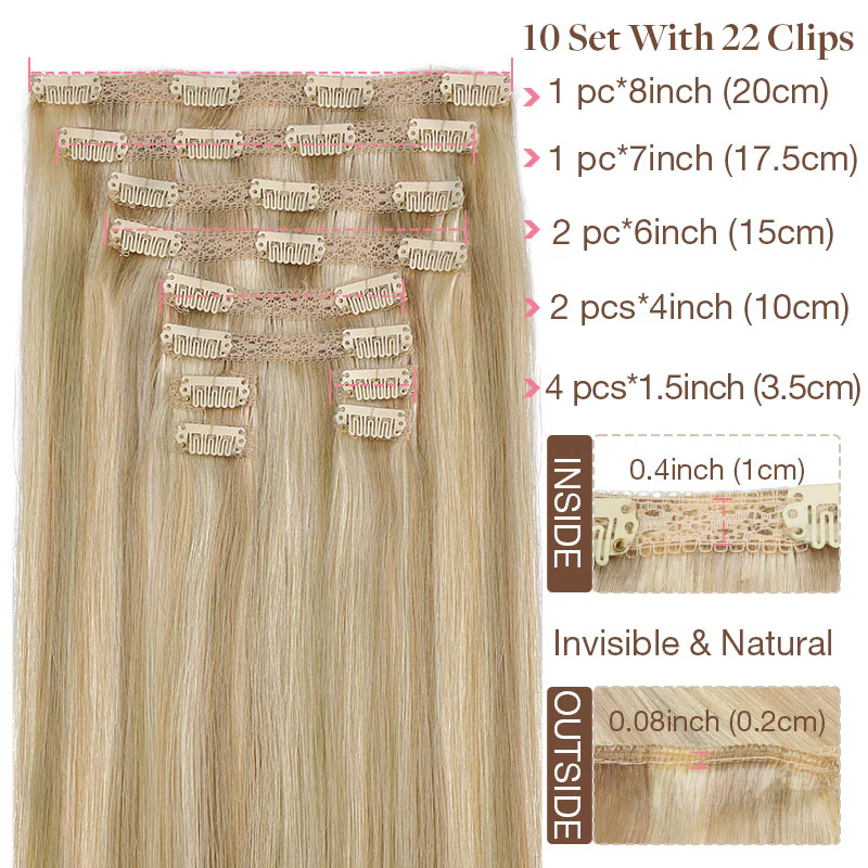 GOO GOO Double Drawn Clip in Hair Extensions 160g - Image 90