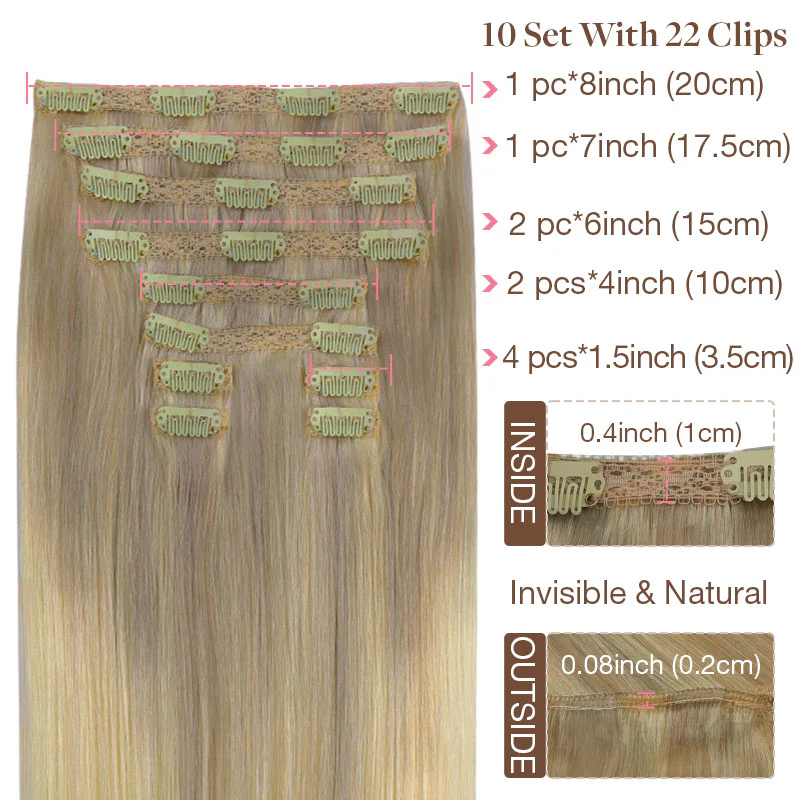 GOO GOO Double Drawn Clip in Hair Extensions 160g - Image 97