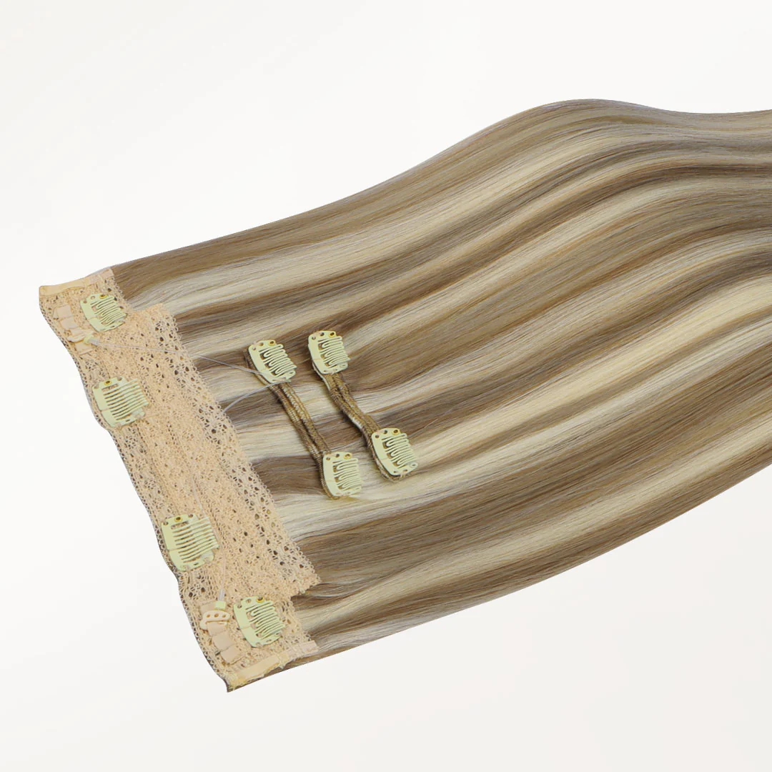 Golden Blonde Highlights (8B/60B) Pro & Wire Hair Extension (70g-140g) - Image 3