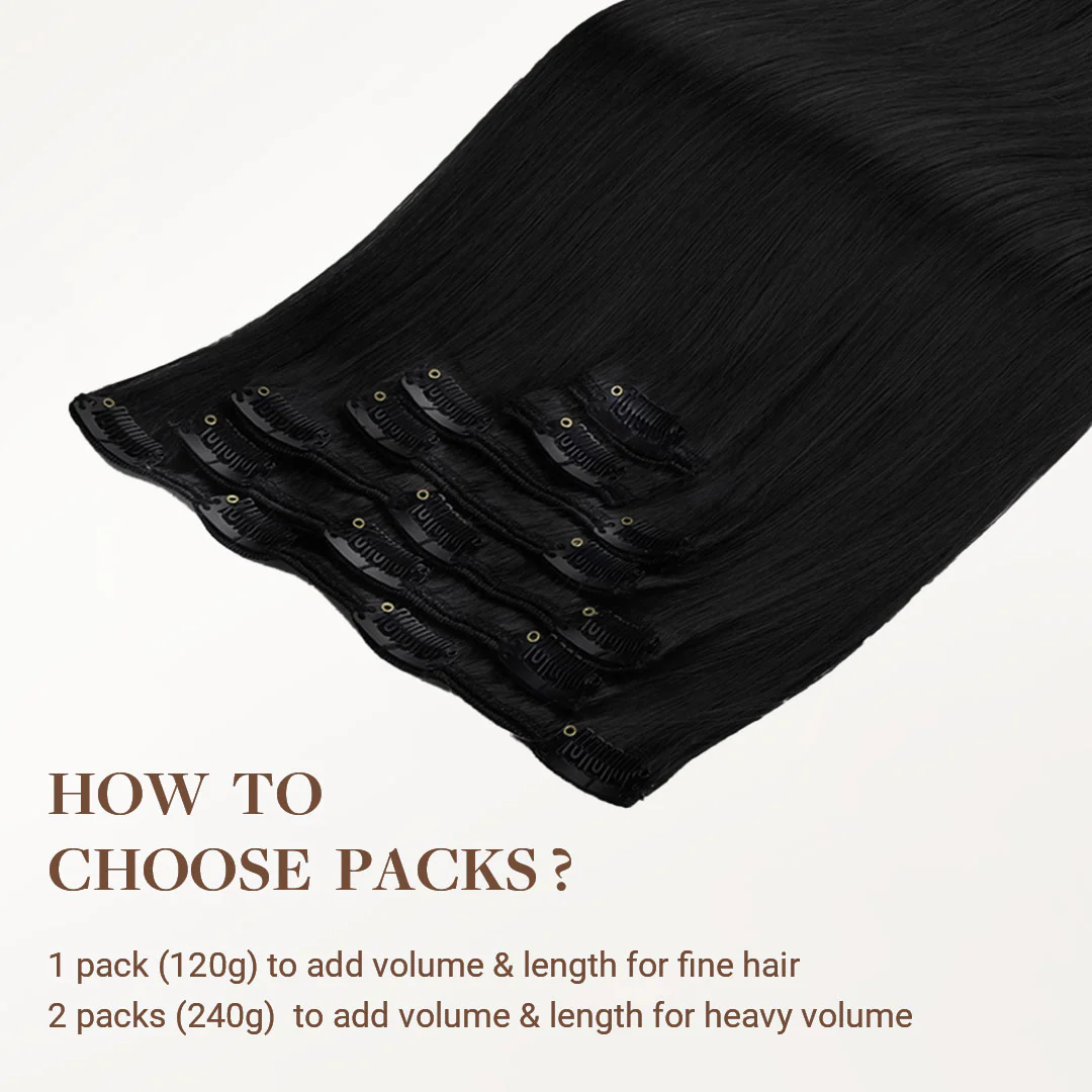 Jet Black (1) Classic Clip-Ins (120g-150g) - Image 5