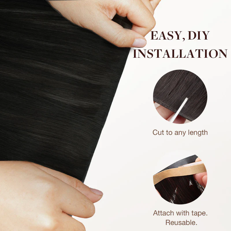 Jet Black (1) Genius Tape Weft Hair Extensions 60g - Image 3