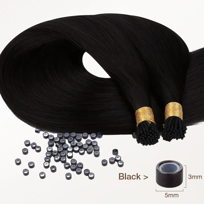 Jet Black (1) I-Tip Hair Extensions 50g - Image 3
