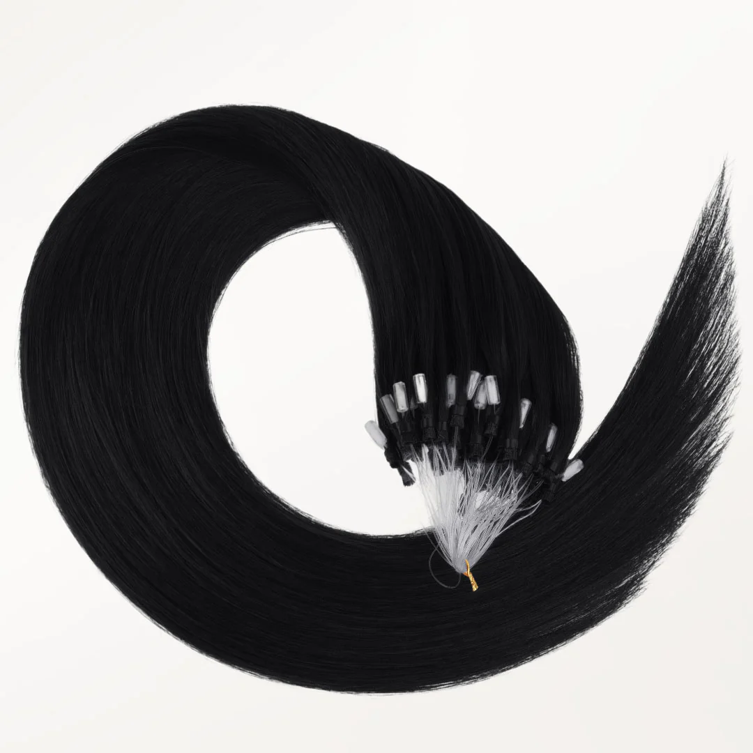 Jet Black (1) Micro Link Tip Hair Extensions - Image 3