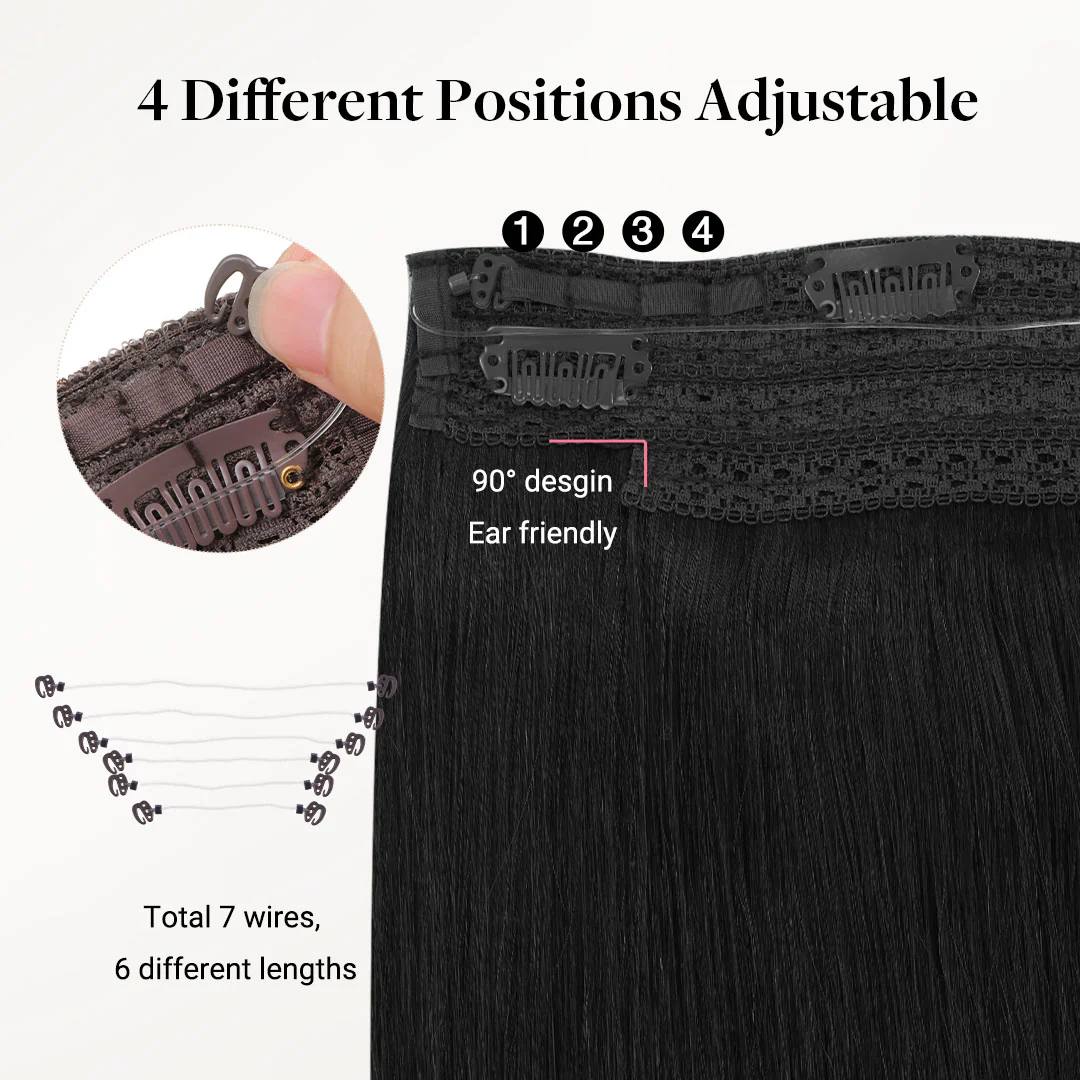 Jet Black (1) Pro & Wire Hair Extension (70g-140g) - Image 4
