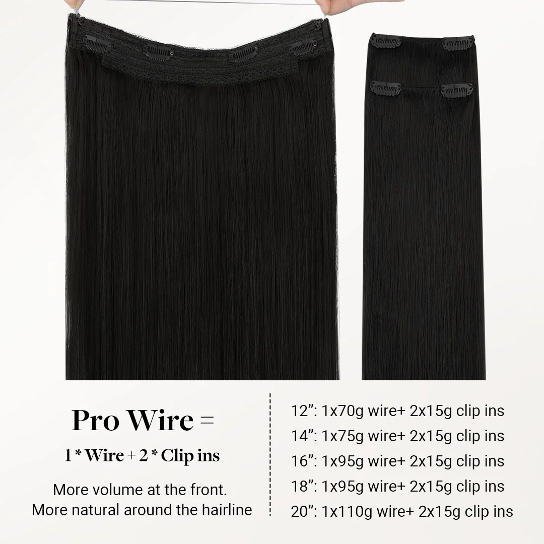 Jet Black (1) Pro & Wire Hair Extension (70g-140g) - Image 5