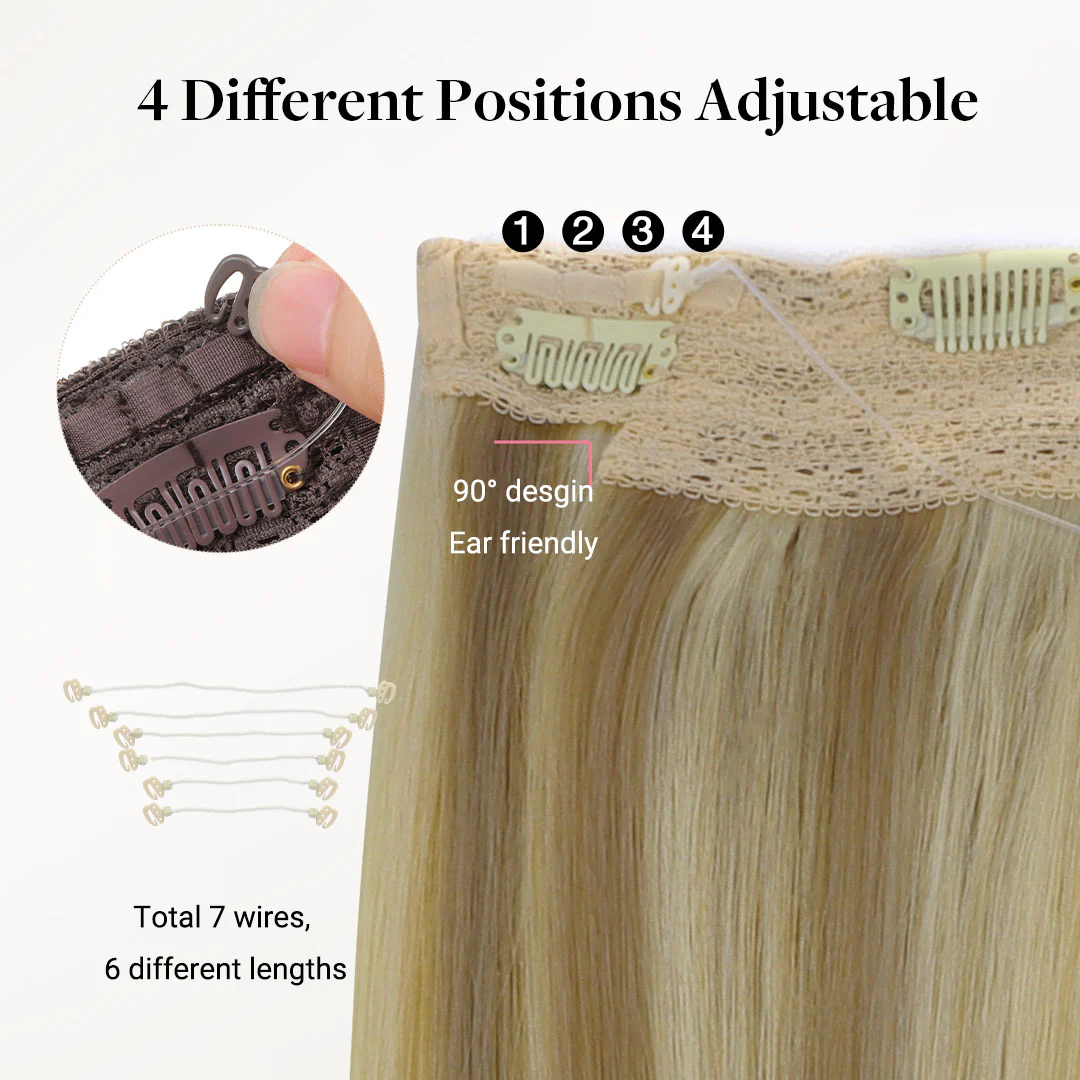 Light Blonde Highlights (16/22A) Pro & Wire Hair Extension (70g-140g) - Image 3