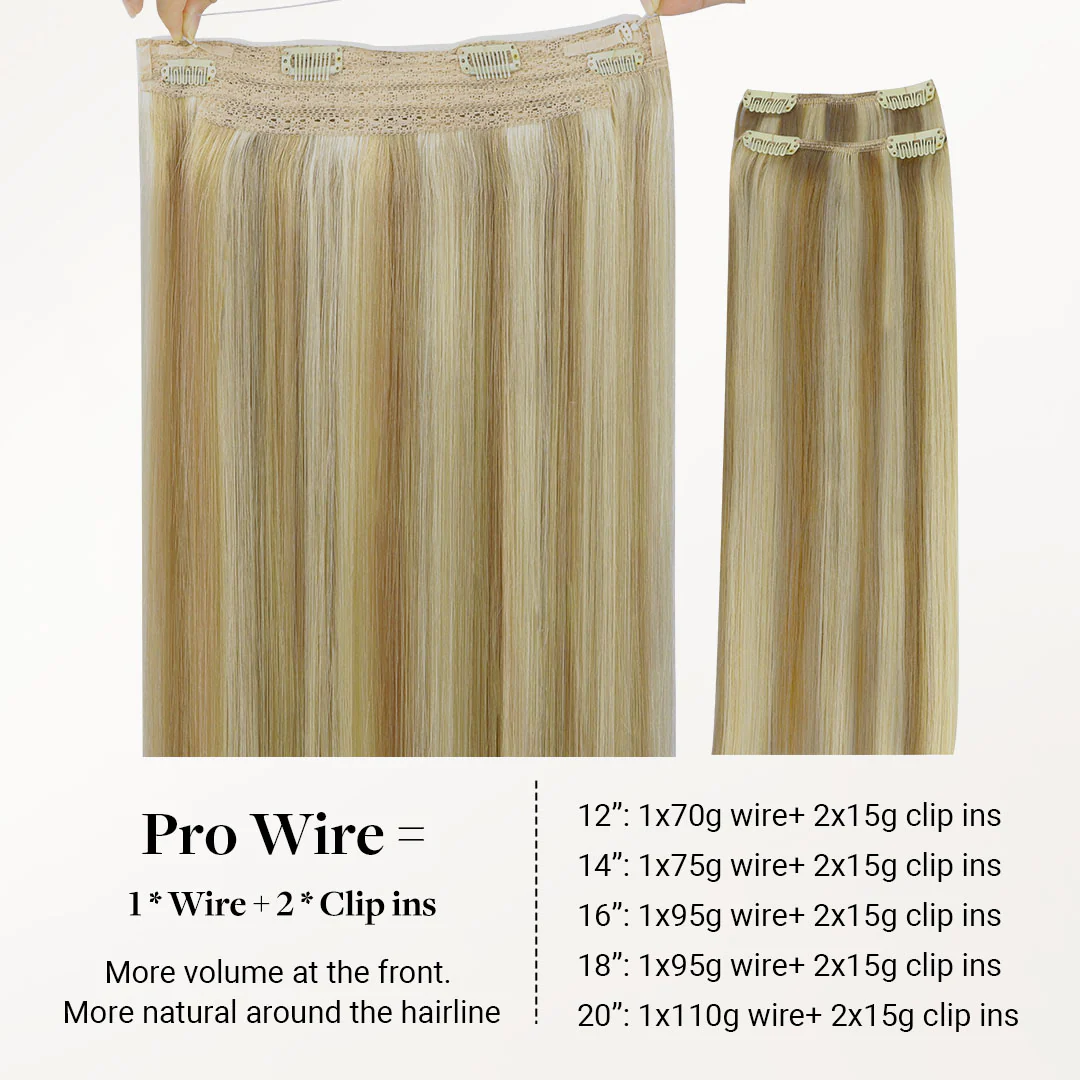Light Blonde Highlights (16/22A) Pro & Wire Hair Extension (70g-140g) - Image 4
