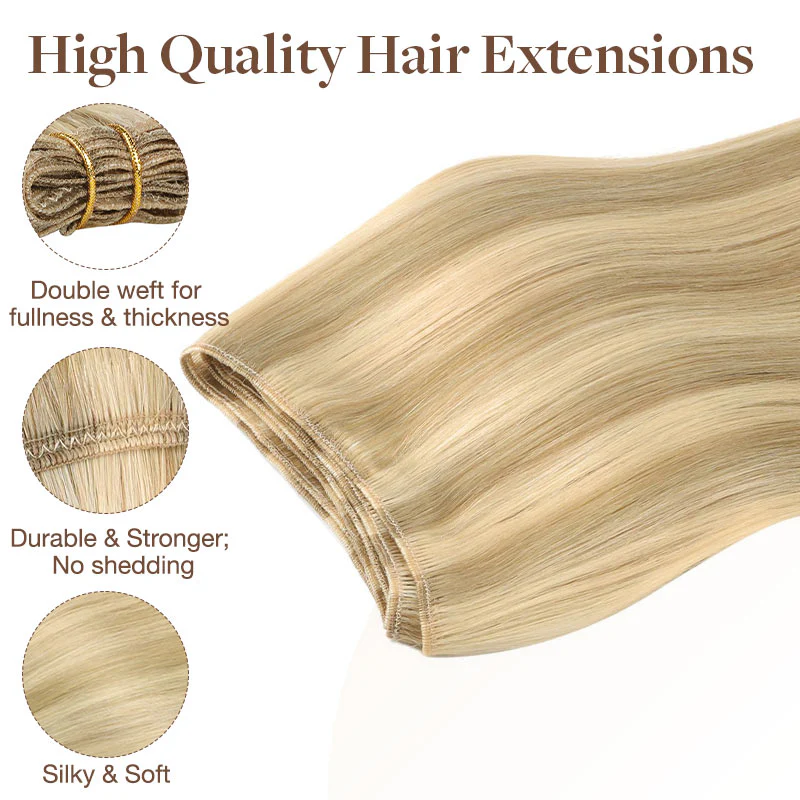 Light Blonde Highlights (16/22A) Sew-In Weft Hair Extensions (80g-120g) - Image 6
