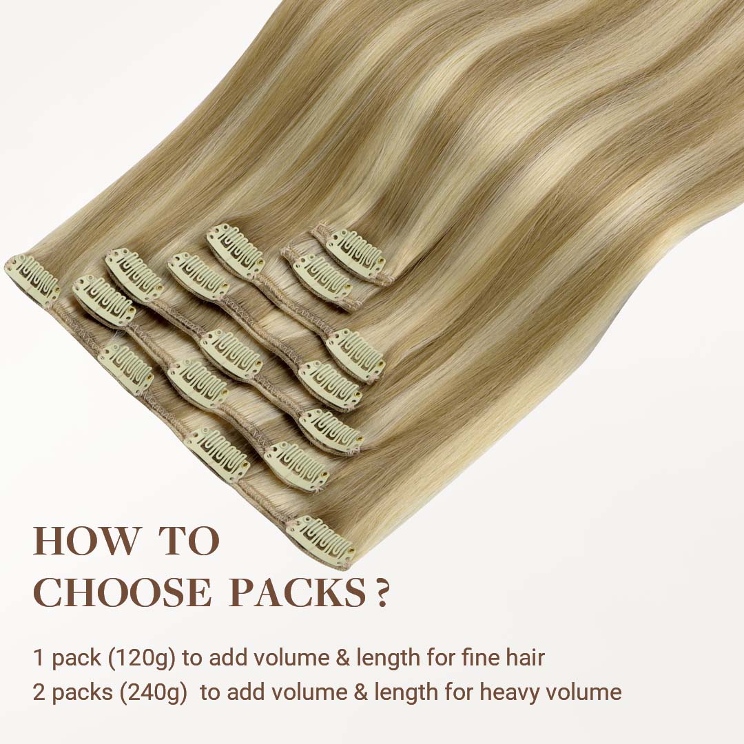 Light Blonde Highlights (16/22A) Classic Clip-Ins (120g-150g) - Image 5