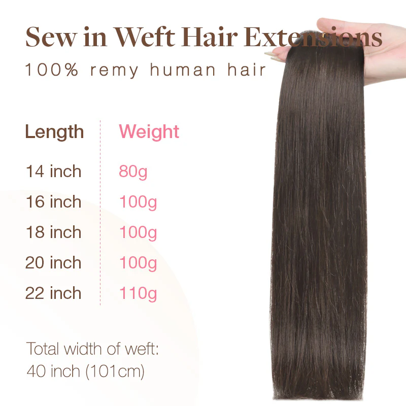 Light Brown (2A) Sew-In Weft Hair Extensions (80g-120g) - Image 7