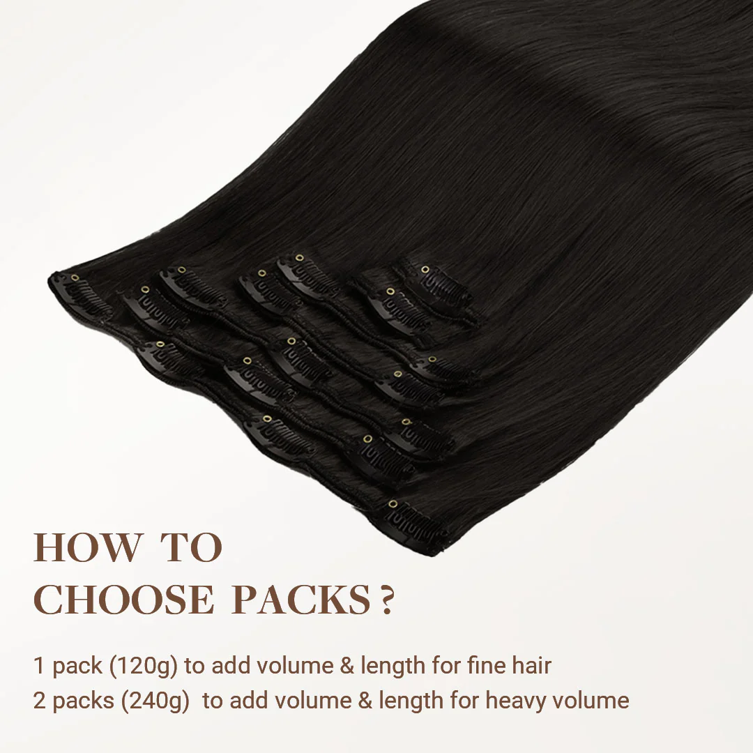 Natural Black (1B) Classic Clip-Ins (120g-150g) - Image 5