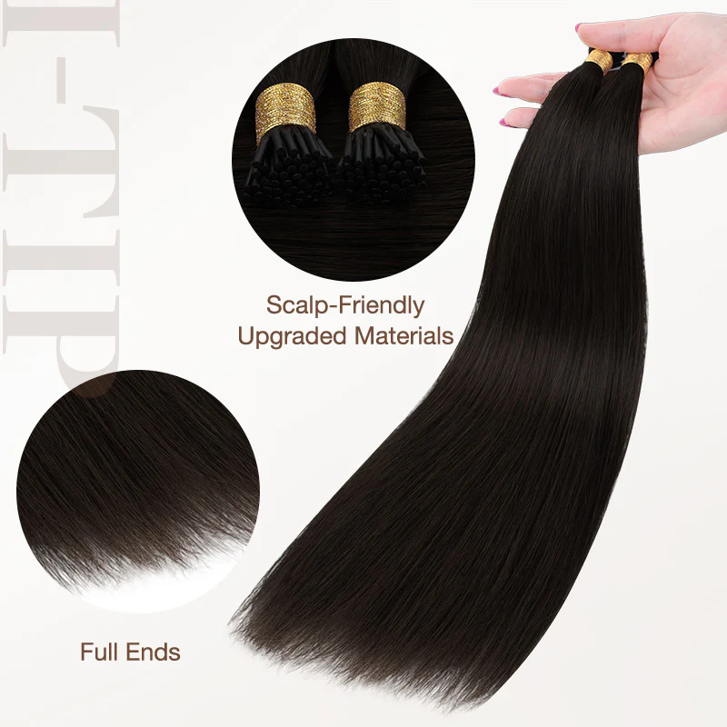 Natural Black (1B) I-Tip Hair Extensions 50g - Image 5