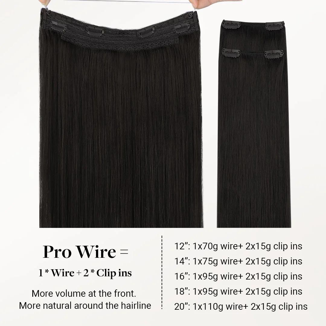 Natural Black (1B) Pro & Wire Hair Extension (70g-140g) - Image 4