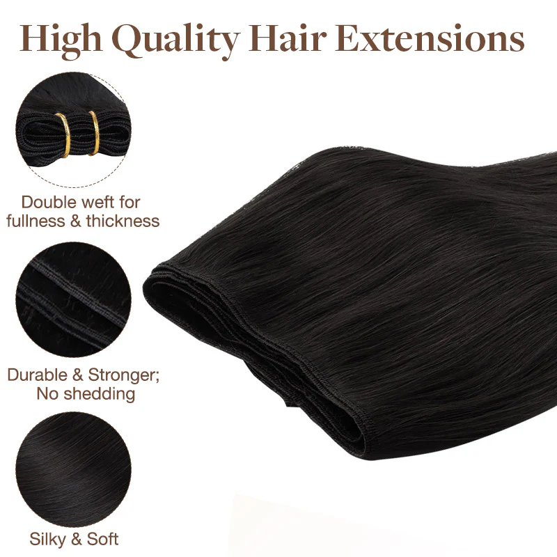 Natural Black (1B) Sew-In Weft Hair Extensions (80g-120g) - Image 6